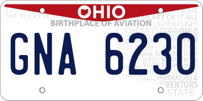 OH license plate GNA6230