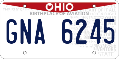 OH license plate GNA6245