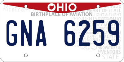 OH license plate GNA6259