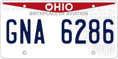 OH license plate GNA6286