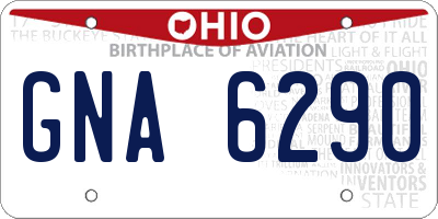 OH license plate GNA6290