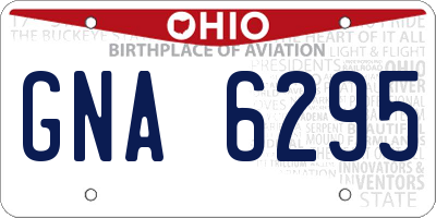 OH license plate GNA6295