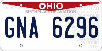 OH license plate GNA6296