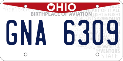 OH license plate GNA6309