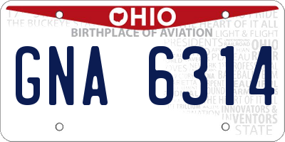 OH license plate GNA6314
