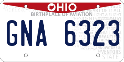OH license plate GNA6323