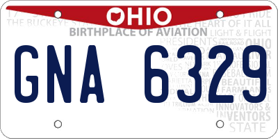 OH license plate GNA6329