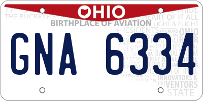 OH license plate GNA6334