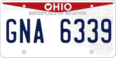 OH license plate GNA6339