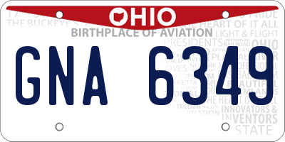 OH license plate GNA6349