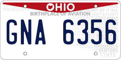 OH license plate GNA6356