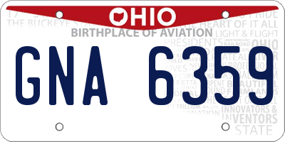 OH license plate GNA6359