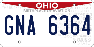 OH license plate GNA6364