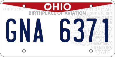 OH license plate GNA6371