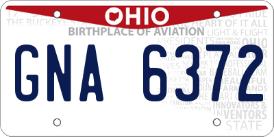 OH license plate GNA6372