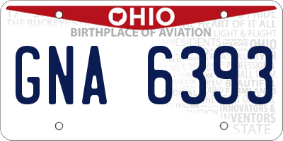 OH license plate GNA6393