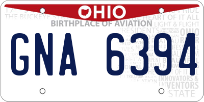 OH license plate GNA6394