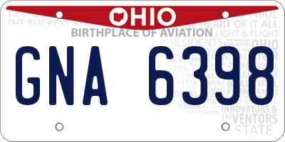 OH license plate GNA6398