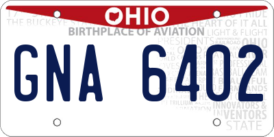 OH license plate GNA6402