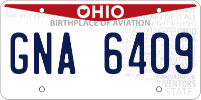 OH license plate GNA6409