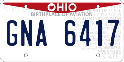 OH license plate GNA6417