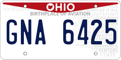 OH license plate GNA6425