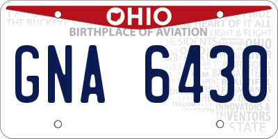 OH license plate GNA6430