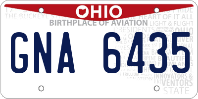 OH license plate GNA6435