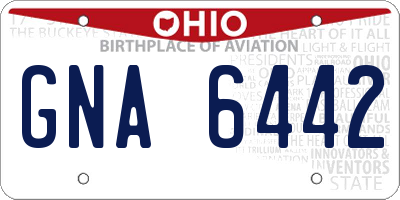OH license plate GNA6442