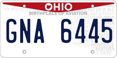 OH license plate GNA6445
