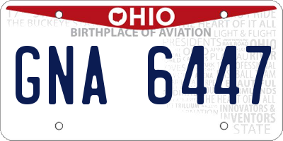 OH license plate GNA6447