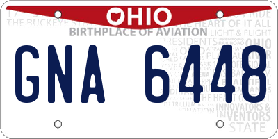 OH license plate GNA6448
