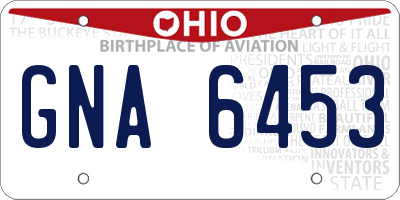 OH license plate GNA6453