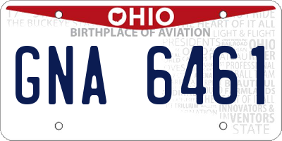 OH license plate GNA6461