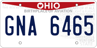 OH license plate GNA6465
