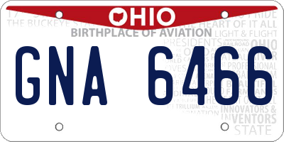 OH license plate GNA6466