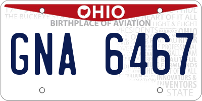 OH license plate GNA6467