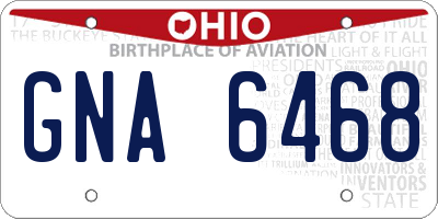 OH license plate GNA6468