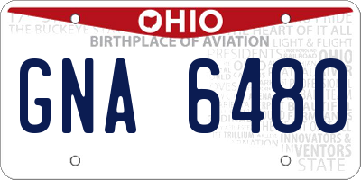 OH license plate GNA6480