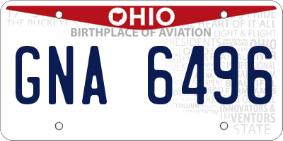 OH license plate GNA6496