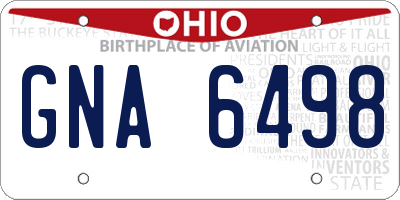 OH license plate GNA6498