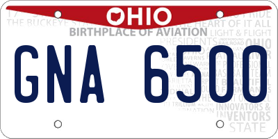 OH license plate GNA6500