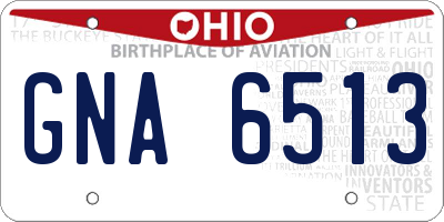 OH license plate GNA6513