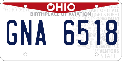 OH license plate GNA6518