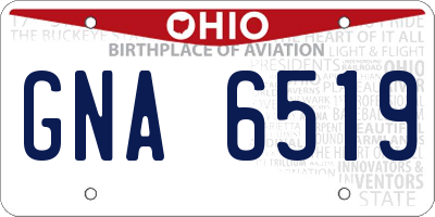 OH license plate GNA6519