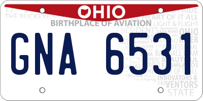 OH license plate GNA6531