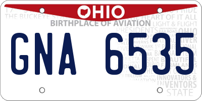 OH license plate GNA6535