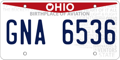 OH license plate GNA6536