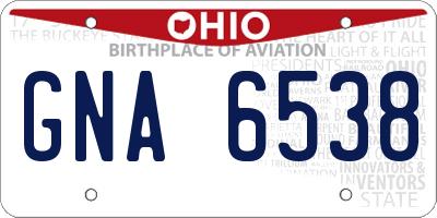 OH license plate GNA6538