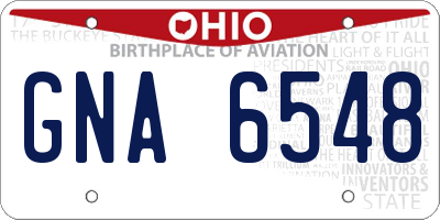 OH license plate GNA6548